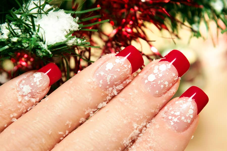 French manicure rood kerst